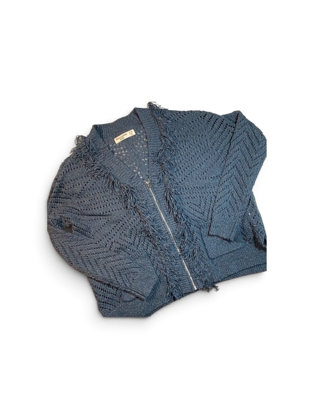 Abercrombie Girls Blue Fringe Sweater Sz 9/10